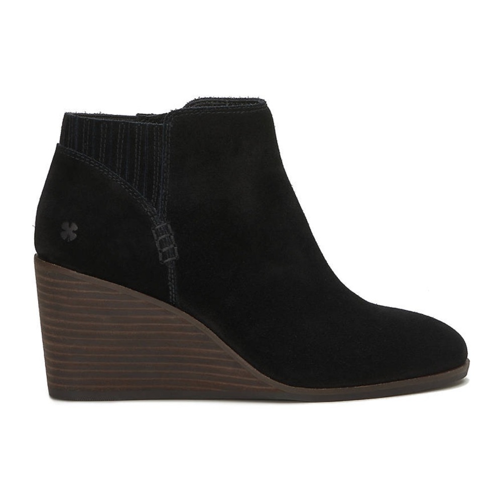 Lucky Brand Black Suede Wedge Booties